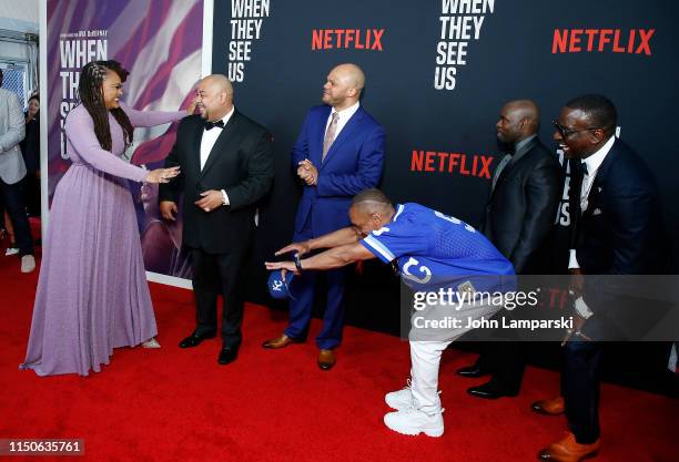 Raymond Santana, Kevin Richardson, Korey Wise, Ava DuVernay, Antron McCray and Yusef Salaam attends "When They See Us" World Premiere at The Apollo...