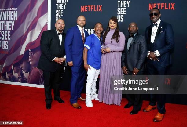 Raymond Santana, Kevin Richardson, Korey Wise, Ava DuVernay, Antron McCray and Yusef Salaam attends "When They See Us" World Premiere at The Apollo...