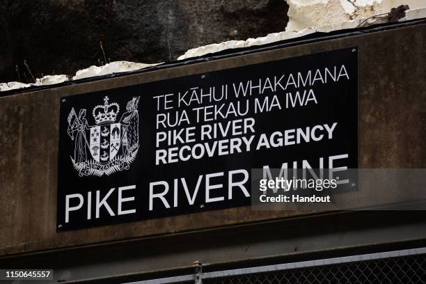 In this handout provided by the Stand With Pike Families Reference Group, the Pike River Mine entrance is shown during reopening on May 21, 2019 in...