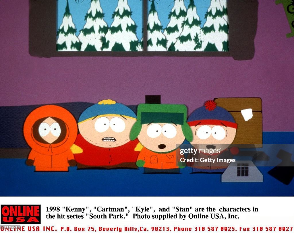 1998 "Kenny", "Cartman", "Kyle", and "Stan" are the characters in the hit series "South Park."