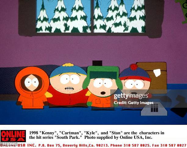Kenny", "Cartman", "Kyle", and "Stan" are the characters in the hit series "South Park."