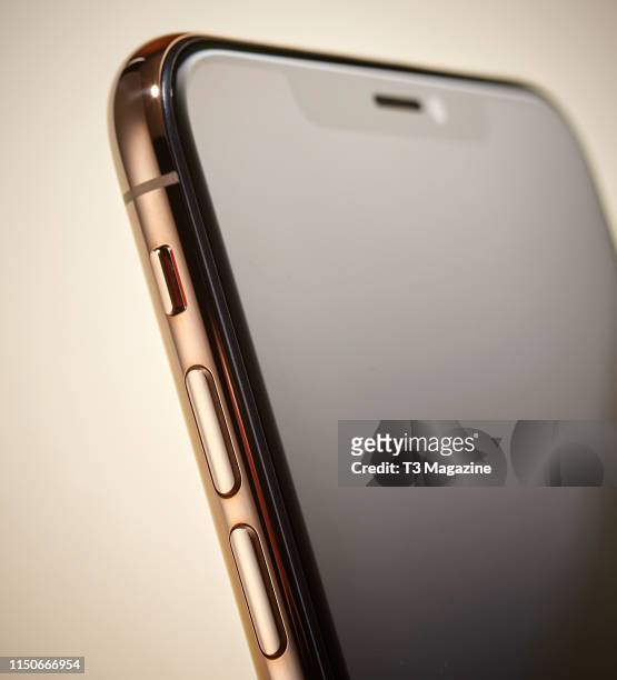 Detail of an Apple iPhone XS Max smartphone, taken on November 6, 2018.