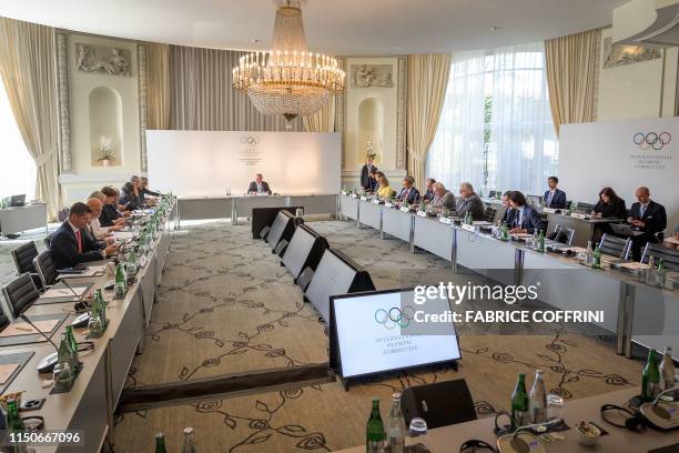 International Olympic Committee president Thomas Bach chairs an executive board meeting on June 19, 2019 in Lausanne.