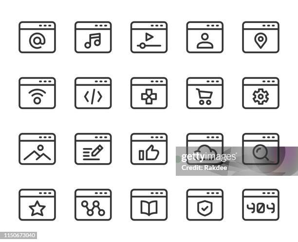 webseite-line icons - webbrowser stock-grafiken, -clipart, -cartoons und -symbole