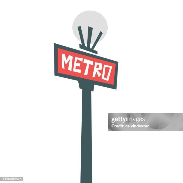 metro sign flat design - paris metro sign stock illustrations