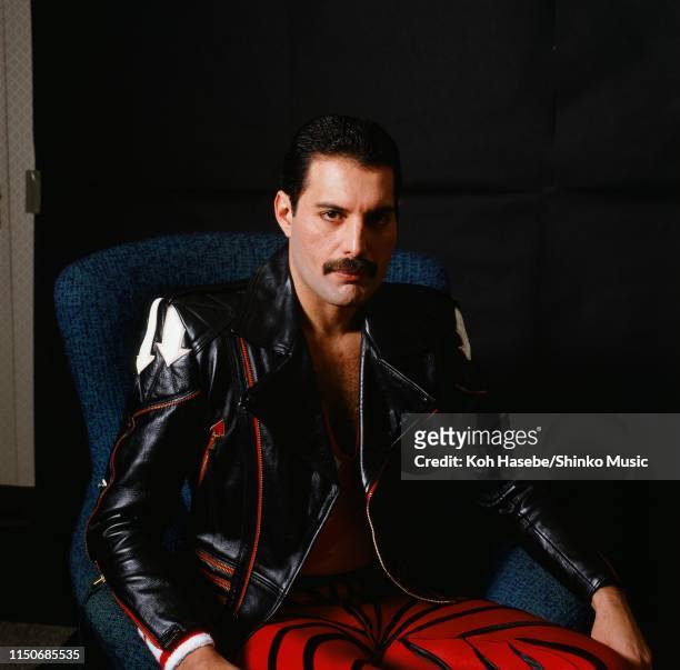 Freddie Mercury of Queen, portrait for Japanese music magazine 'Music Life', Tokyo, Japan , 1985.