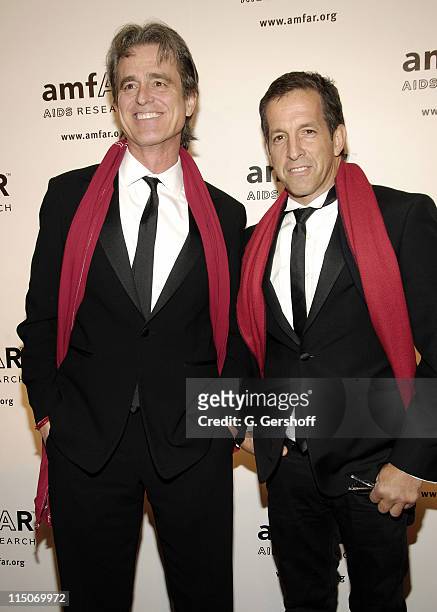 Honoree Bobby Shriver and Designer Kenneth Cole attend amfAR's 2008 New York Gala at Cipriani, 42nd Street on January 31, 2008 in New York City.