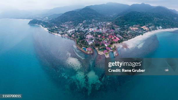 beautiful nature of koh chang island from drone, aerial panoramic landscape - long beach mississippi stock pictures, royalty-free photos & images
