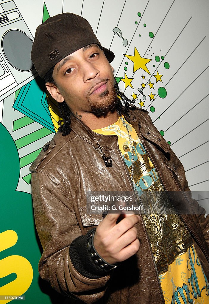 R 'n' B singer J.Holiday poses for pictures after visiting MTV's
