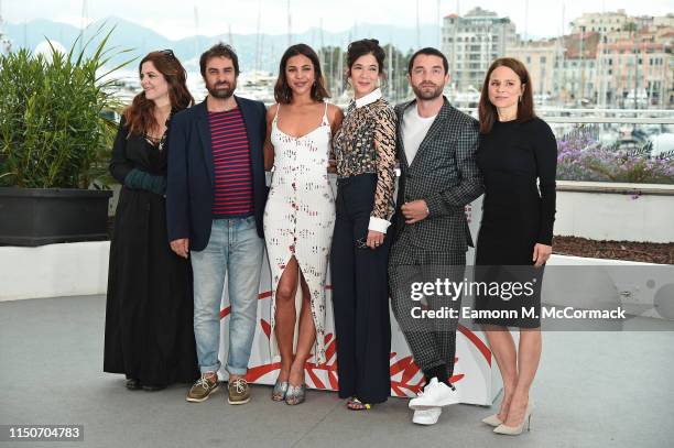 Agnes Jaoui, Gregory Montel, Zita Hanrot, Melanie Doutey, Guillaume Gouix and Suzanne Clement attend the photocall for "Talents Adami" during the...