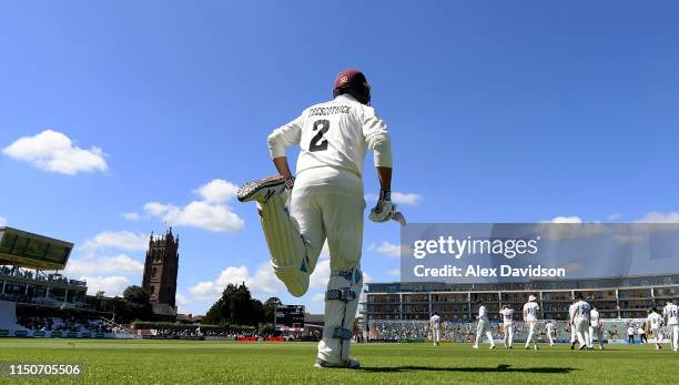 Marcus Trescothick of Somerset makes his way out to bat during Day Two of the Specsavers County Championship match between Somerset and Warwickshire...