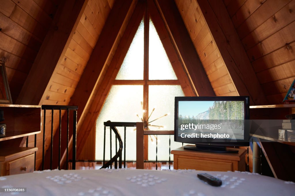 Bedroom in A-frame house