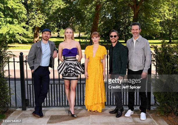 Michael Fassbender, Sophie Turner, Jessica Chastain, James McAvoy and Simon Kinberg attend the X-Men: Dark Phoenix photocall on May 21, 2019 in...