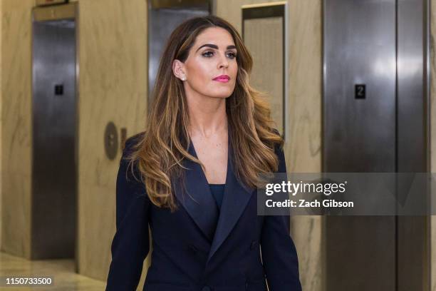 Former White House Communications Director Hope Hicks arrives before testifying to a closed door House Judiciary Committee hearing on June 19, 2019...