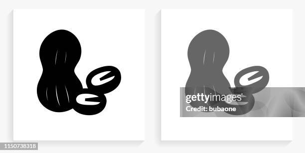 peanuts black and white square icon - mixed nuts stock illustrations