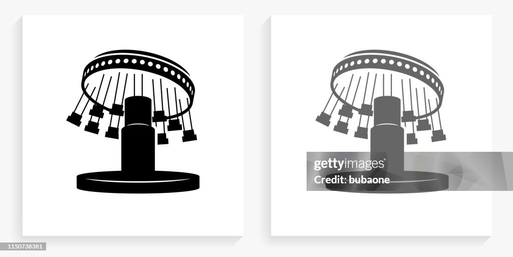 Swing Ride Black and White Square Icon