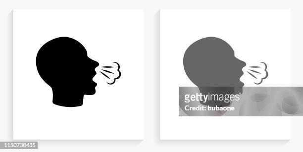 ilustraciones, imágenes clip art, dibujos animados e iconos de stock de estornudar icono cuadrado blanco y negro - estornudar