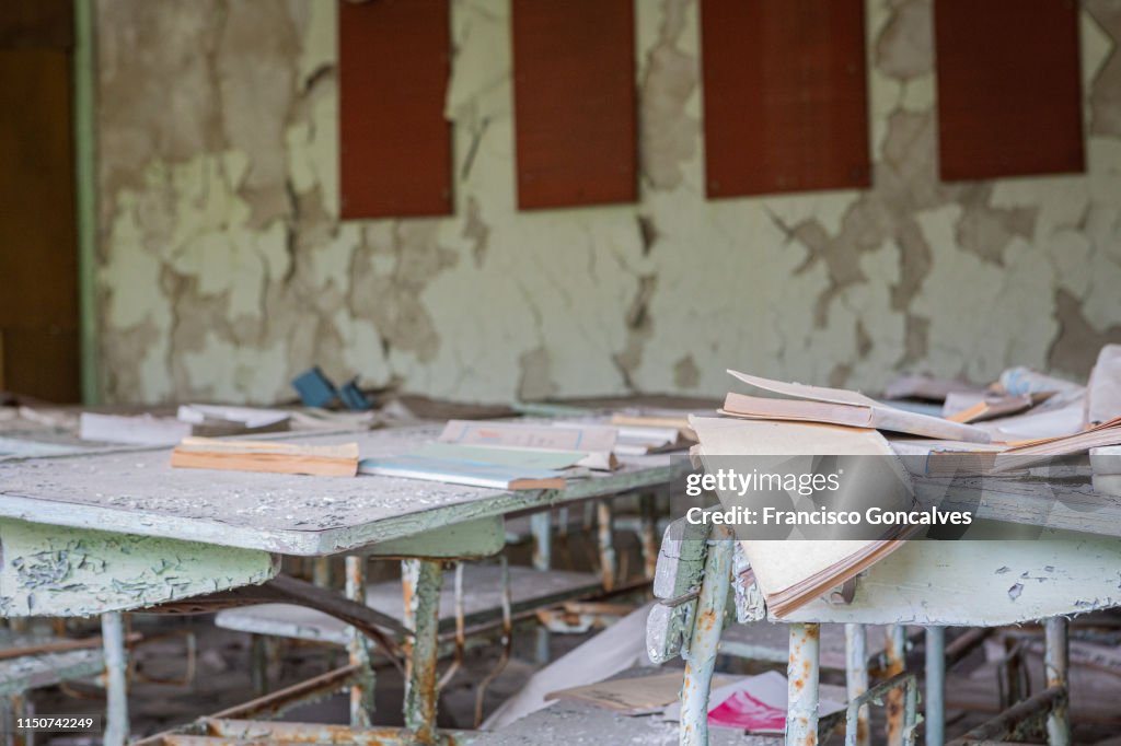 Abandoned classroom in the gosth city of Pripyat