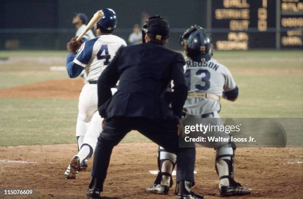 Atlanta Braves Hank Aaron in action, hitting 715th career home run and breaking Babe Ruth's record during game vs Los Angeles Dodgers at Atlanta...