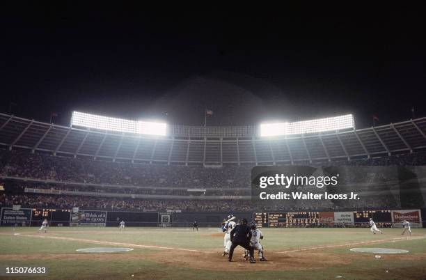 Atlanta Braves Hank Aaron in action, hitting 715th career home run and breaking Babe Ruth's record during game vs Los Angeles Dodgers at Atlanta...