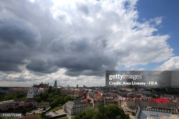 View over the city of Lublin is seen from Lublin Castle prior to the 2019 FIFA U-20 World Cup on May 21, 2019 in Lublin, Poland.