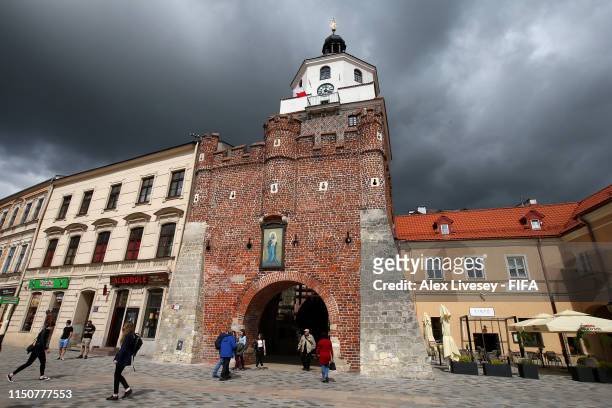The Cracow Gate is seen in the old town area of Lublin prior to the 2019 FIFA U-20 World Cup on May 21, 2019 in Lublin, Poland.