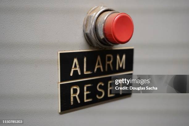 alarm reset button on an industrial production machine - reset button stock pictures, royalty-free photos & images