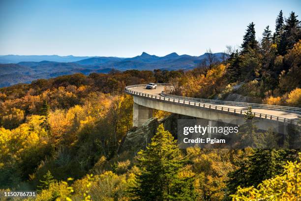 linn cove viaduct blue ridge parkway in autumn - shenandoah national park stock pictures, royalty-free photos & images