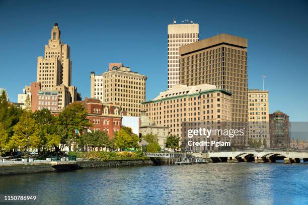 downtown providence rhode island city skyline view - rhode island stock pictures, royalty-free photos & images