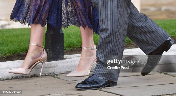 Princess Beatrice and Edoardo Mapelli Mozzi attend the wedding of Lady Gabriella Windsor and Thomas Kingston at St George's Chapel on May 18, 2019 in...