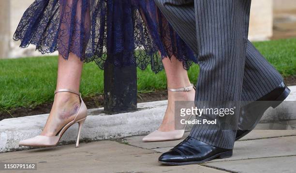 Princess Beatrice and Edoardo Mapelli Mozzi attend the wedding of Lady Gabriella Windsor and Thomas Kingston at St George's Chapel on May 18, 2019 in...