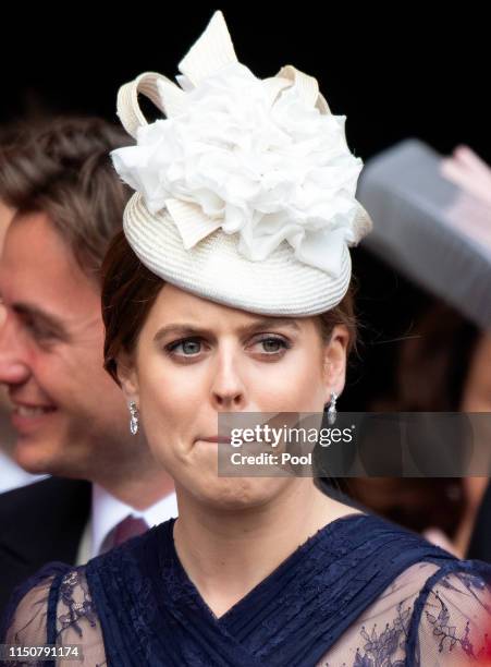 Princess Beatrice attends the wedding of Lady Gabriella Windsor and Thomas Kingston at St George's Chapel on May 18, 2019 in Windsor, England.
