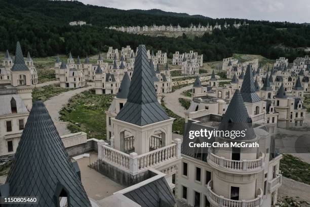 Hundreds of castle-like villas and houses are seen unfinished at the Burj Al Babas housing development on May 21, 2019 in Mudurnu, Turkey....