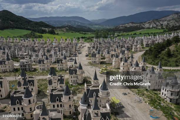 Hundreds of castle-like villas and houses are seen unfinished at the Burj Al Babas housing development on May 21, 2019 in Mudurnu, Turkey....