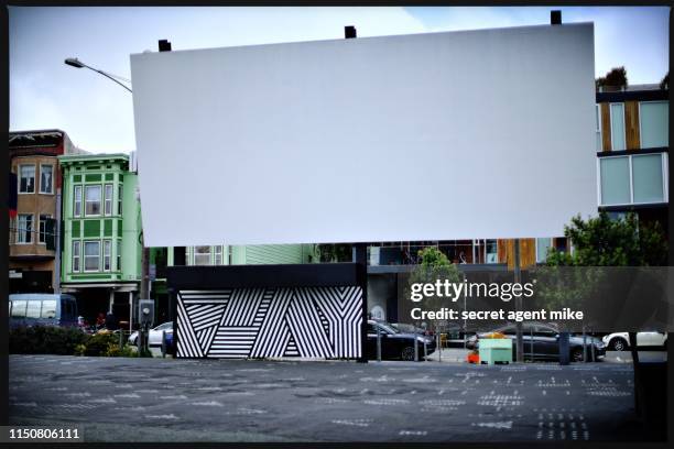 blank city billboard - theatre building stockfoto's en -beelden
