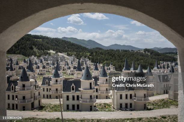 Hundreds of castle-like villas and houses are seen unfinished at the Burj Al Babas housing development on May 21, 2019 in Mudurnu, Turkey....