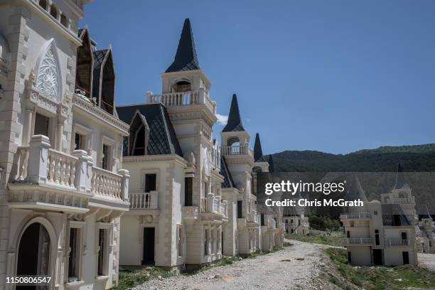 Hundreds of castle-like villas and houses are seen unfinished at the Burj Al Babas housing development on May 21, 2019 in Mudurnu, Turkey....