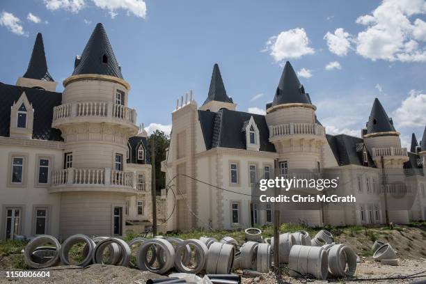 Hundreds of castle-like villas and houses are seen unfinished at the Burj Al Babas housing development on May 21, 2019 in Mudurnu, Turkey....