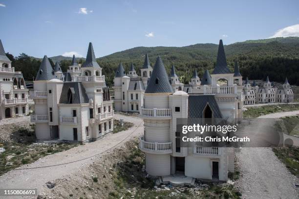 Hundreds of castle-like villas and houses are seen unfinished at the Burj Al Babas housing development on May 21, 2019 in Mudurnu, Turkey....