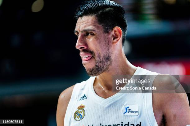 Gustavo Ayon, #14 center of Real Madrid during Liga ACB match between Real Madrid and Valencia at WiZink Center on May 21, 2019 in Madrid, Spain.