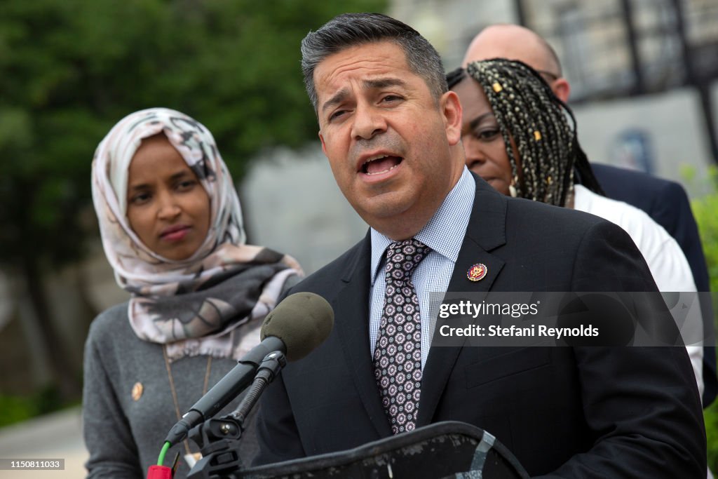 U.S. Rep. Ben Ray Lujan speaks at a press conference on the No Shame