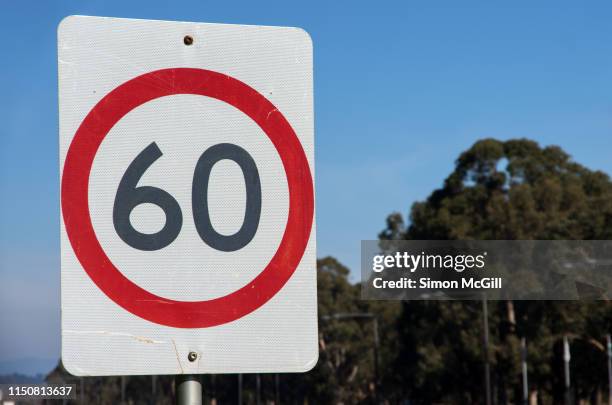 60 kilometres per hour speed limit road warning sign - number 60 stock pictures, royalty-free photos & images