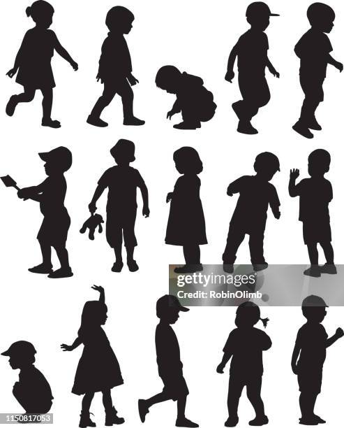 toddler silhouettes - 4 5 years stock illustrations