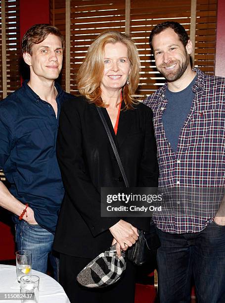 Actors Lee Aaron Rosen, Jordan Baker and Jon Levens attend Broadway's "The Normal Heart" cast caricature unveiling at Sardi's on June 2, 2011 in New...