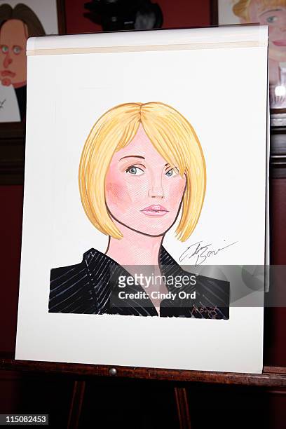 Ellen Barkin caricature at Broadway's "The Normal Heart" cast caricature unveiling at Sardi's on June 2, 2011 in New York City.