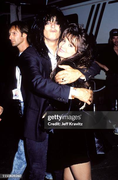 Brandi Brant and Nikki Sixx at the 1990 MTV Video Music Awards at in Los Angeles, California.