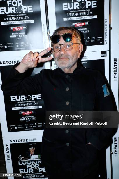 Fernando Arrabal attends Bernard-Henri Levy performs in "Looking for Europe" at Theatre Antoine on May 21, 2019 in Paris, France.