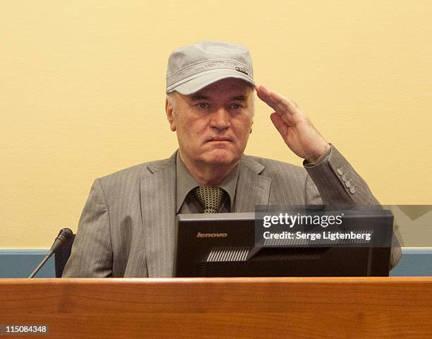 Ratko Mladic makes his first appearance at the International Criminal Tribunal on June 3, 2011 in The Hague, Netherlands. Ex-Bosnian Serb army leader...