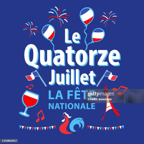 ilustraciones, imágenes clip art, dibujos animados e iconos de stock de celebración del día nacional francés - fiesta nacional