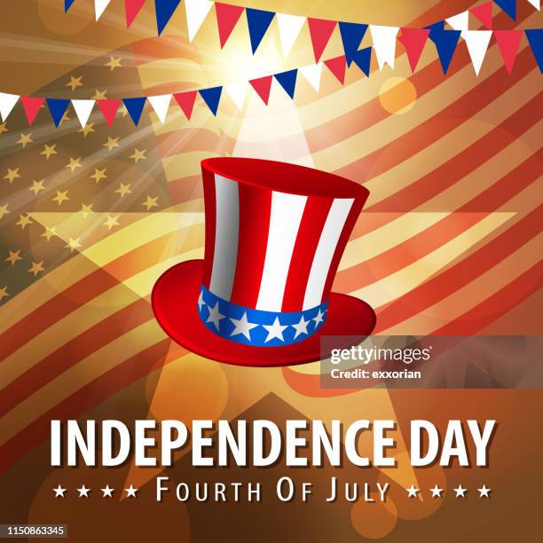 american independence day celebration - uncle sam hat stock illustrations